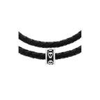 Double Wrap Leather Bracelet With Micro Stackable Skull Rings