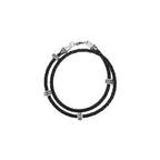Double Wrap Leather Bracelet With Micro Stackable Skull Rings