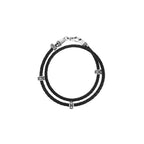 Double Wrap Leather Bracelet With Micro Stackable Mb Cross Rings