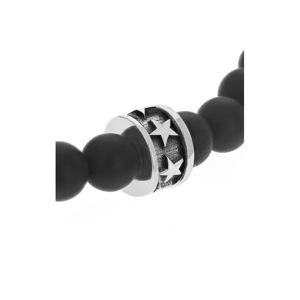6mm Onyx Beaded Bracelet With Micro Stackable Star Ring