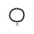 8mm Black Onyx Bead Bracelet With Silver Star of David