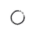 8mm Lava Rock Bead Bracelet W/ 3 Skulls and 2 Silver Beads