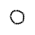 Onyx Bead Bracelet W/ 4 Silver Roses