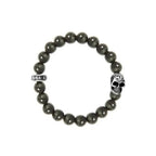 10mm Amethyst Polish Beaded Bracelet W/ Dotd Skull