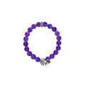 10mm Amethyst Polish Beaded Bracelet W/ Dotd Skull