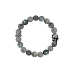 10mm Labradorite Bead Bracelet W/ Dotd Skull