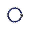10mm Lapis Bead Bracelet W/ Dotd Skull