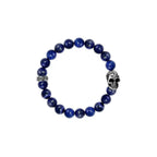 10mm Lapis Bead Bracelet W/ Dotd Skull