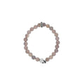 8mm Grey Agate Bead Bracelet W/ Small Silver Skull Bead