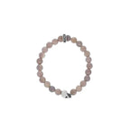 8mm Grey Agate Bead Bracelet W/ Small Silver Skull Bead