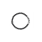 6mm Onyx Bead Bracelet W/ 4 Skulls