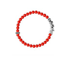 6mm Onyx Bead Bracelet W/ Skull Bridge
