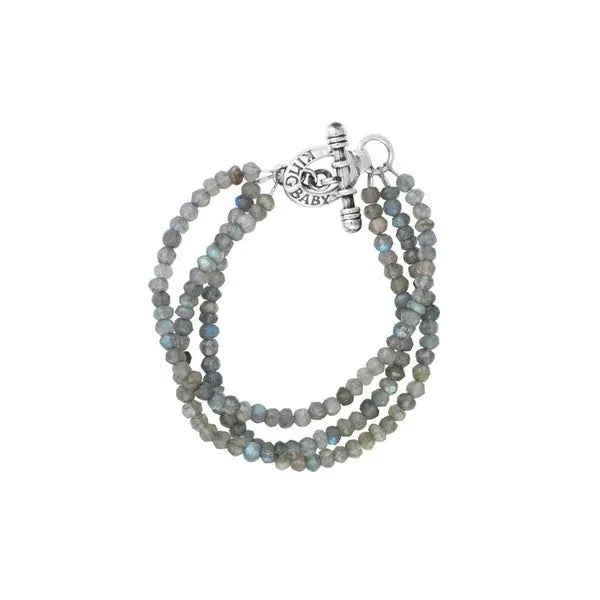 Three Strand Labradorite Bead Bracelet With Minin Toggle Clasp