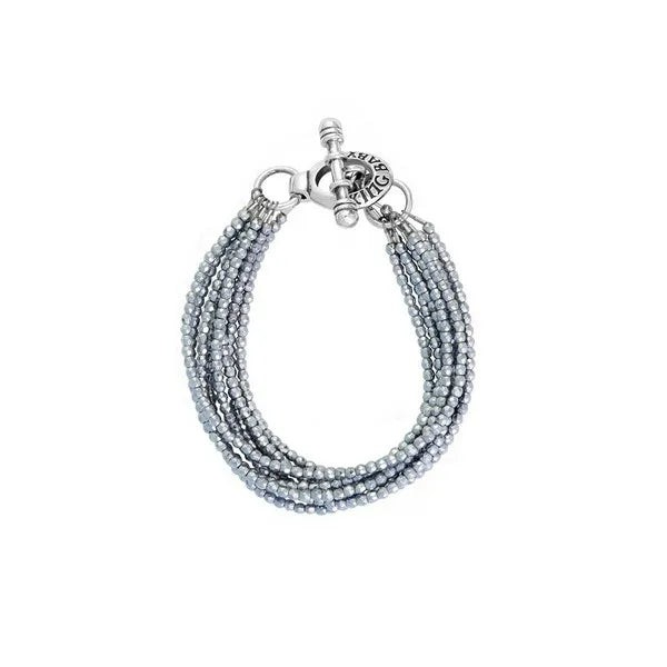 Eight Strand Hematite Bead Bracelet With Mini Toggle Clasp