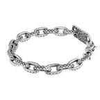 Oval Link Bracelet With Crosshatch Texture