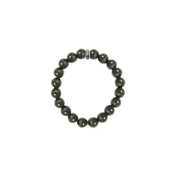 10mm Blue Tiger Eye Bead Bracelet W/ Logo Ring