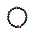 8mm Lava Rock Bracelet With Red Coral Raven Claw