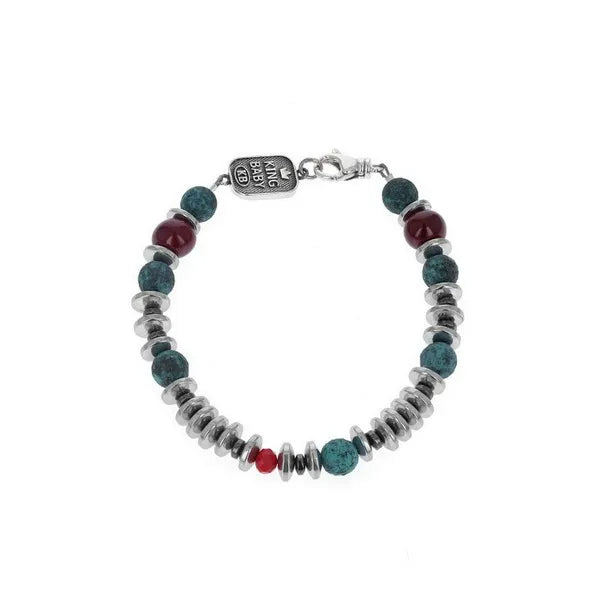 Ceramic Czech Glass and Hematite Bracelet