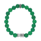 Green Agate Beaded Bracelet W/ Large Silver Gummie Bear
