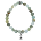 Burma Jade 8mm Beaded Bracelet W/ Small Silver Gummie Bear Charm