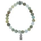 Burma Jade 8mm Beaded Bracelet W/ Small Silver Gummie Bear Charm