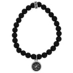 Indian Motorcycle 8mm Onyx Beaded Bracelet W/ Speedometer Charm