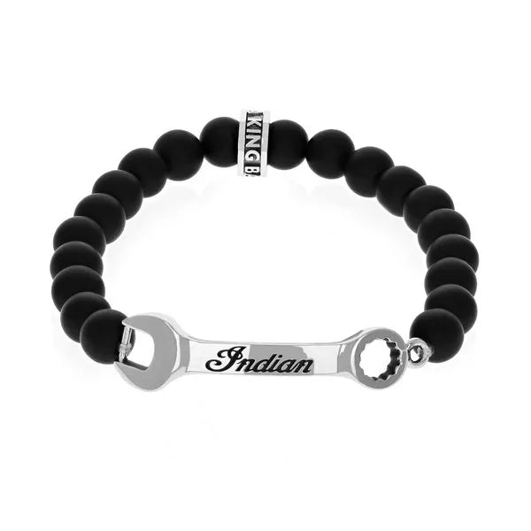 Indian Motorcycle 8mm Onyx Bead Racelet W/ Large Wrench