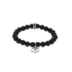 Anchor Skull Charm Mate Onyx Beaded Bracelet