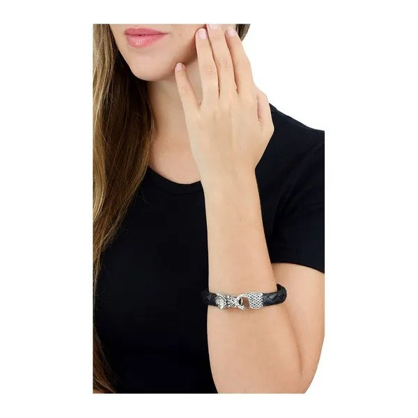 Leather Bracelet W/ Silver Dragon Clasp