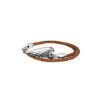 Thin Braided Black Leather Indian Headdress Double Wrap Bracelet