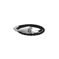 Thin Braided Black Leather Indian Headdress Double Wrap Bracelet