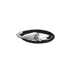 Thin Braided Black Leather Indian Headdress Double Wrap Bracelet