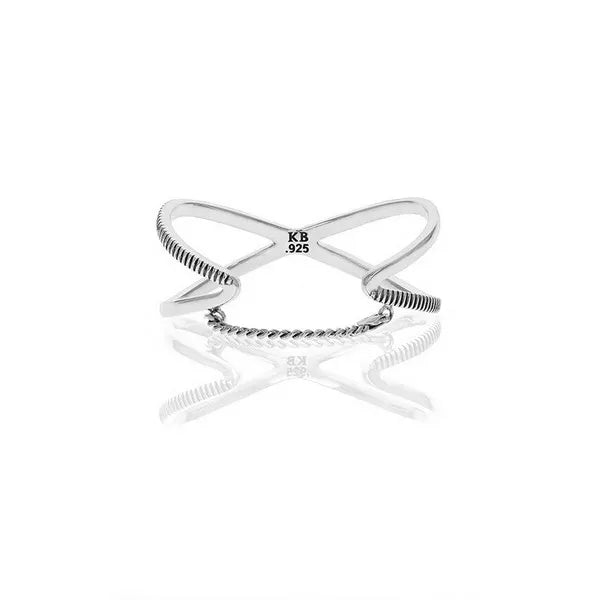 X Cross Bracelet With Coinn Edge Texture and Curblink Chain Clasp