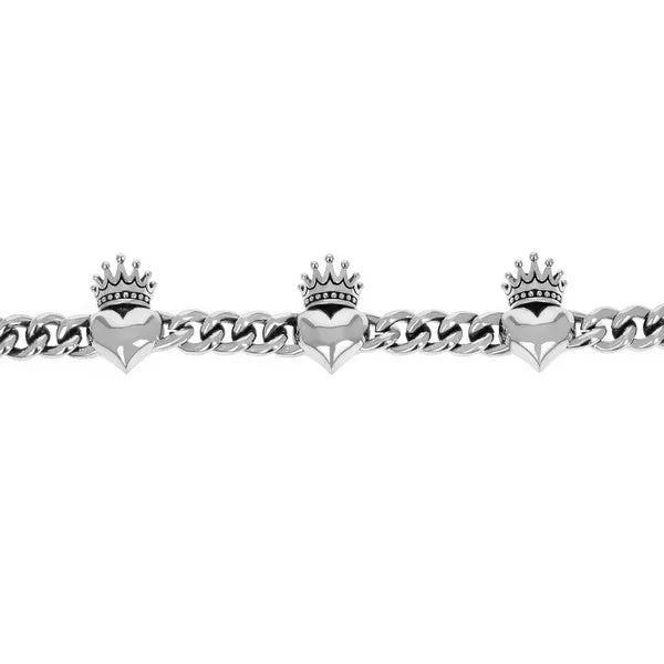 Small Integrated Crowned Heart Bracelet