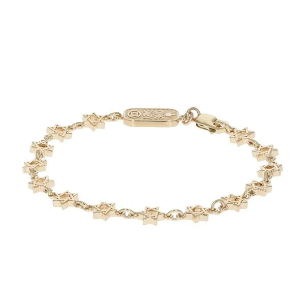 10k Yellow Gold Star of David Chain Bracelet