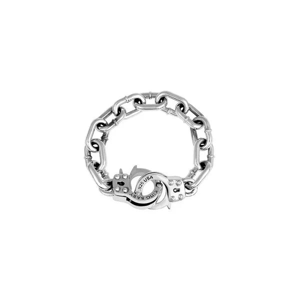 Large Handcuff Clasp Silver Bracelet