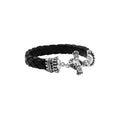 Small Black Leather Braid W/ Crowns