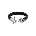 Leather Braid W/ Dotd Skull
