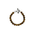 10mm Brown Tiger Eye Bead Bracelet With Silver Toggle Clasp