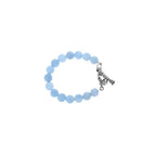 8mm Amethyst Polish Bead Bracelet W/ Silver Clasp