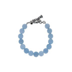 8mm Amethyst Polish Bead Bracelet W/ Silver Clasp