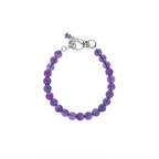 8mm Amethyst Polish Bead Bracelet W/ Silver Clasp