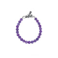 8mm Amethyst Polish Bead Bracelet W/ Silver Clasp