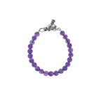 8mm Amethyst Polish Bead Bracelet W/ Silver Clasp