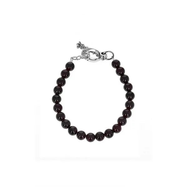 8mm Amethyst Polish Bead Bracelet W/ Silver Clasp
