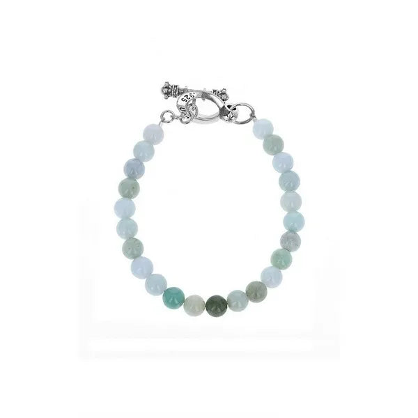 8mm Amethyst Polish Bead Bracelet W/ Silver Clasp