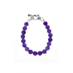 8mm Amethyst Polish Bead Bracelet W/ Silver Clasp
