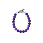 8mm Amethyst Polish Bead Bracelet W/ Silver Clasp