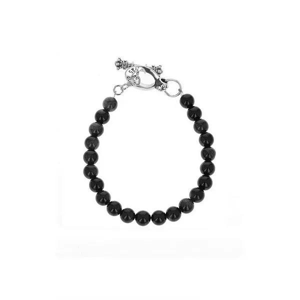 8mm Amethyst Polish Bead Bracelet W/ Silver Clasp