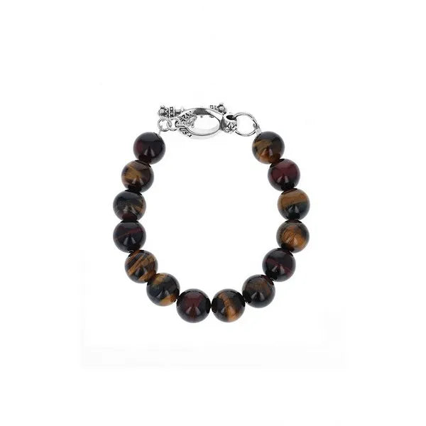 8mm Amethyst Polish Bead Bracelet W/ Silver Clasp